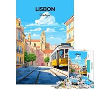 Puzzle de 1000 pièces pour Adultes représentant Une Affiche du Tramway de Lisbonne (Portugal) Un Jeu éducatif et Stimulant pour se détendre améliorer la mémoire et Offrir comme Cadeau d'anniversaire