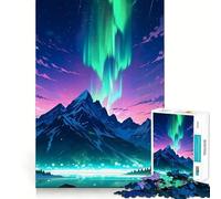 Puzzle de 1000 pièces pour Adultes,représentant Une Aurore boréale sur Un Paysage de Montagne Découpe précise,Jeu d'adresse et de réflexion,Loisir créatif,Cadeau d'anniversaire Amusant (50x75cm)