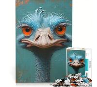 Puzzle de 1000 pièces pour Adultes représentant Une Autruche aux Grands Yeux Orange Jeu éducatif Amusant et Humoristique Cadeau d'anniversaire 50x75cm