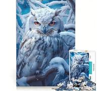 Puzzle de 1000 pièces pour Adultes représentant Une Chouette Blanche perchée sur la Neige Jeu éducatif et Amusant pour Toute la Famille Collection d'artistes Beaux-Arts 50x75cm