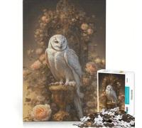Puzzle de 1000 pièces pour Adultes représentant Une Chouette des neiges dans Un décor Floral Jeu Anti-Stress Difficile et Stimulant au Design élégant 38x52cm