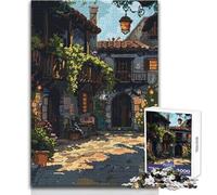 Puzzle de 1000 pièces pour Adultes, représentant Une Cour médiévale en Pixel Art Profitez de Moments de Calme et de sérénité Découpe de Haute précision Jeu de Loisirs créatifs Dimensions:50x75cm