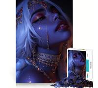 Puzzle de 1000 pièces pour Adultes,représentant Une Femme à la Peau Bleue et parée de Bijoux Pièces aux découpes nettes,activité stimulante pour Le Cerveau,Moment de détente et de Divertissement