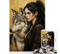 Puzzle de 1000 pièces pour Adultes représentant Une Femme et Un Loup Jeu Anti-Stress idéal comme Cadeau d'anniversaire ou pour Un Divertissement éducatif Pièces de Formes aléatoires s'emboîtant