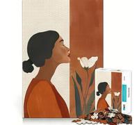 Puzzle de 1000 pièces pour Adultes représentant Une Femme Inhalant Une Fleur Jeu de réflexion et d'adresse de Haute précision,découpe Originale,défi divertissant pour Les Loisirs (38x26cm)