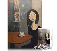 Puzzle de 1000 pièces pour Adultes, représentant Une Femme prenant Un café dans Un café, Style Amedeo Modigliani Idéal pour des Moments de détente Découpe de Haute précision Dimensions:50x75cm