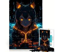 Puzzle de 1000 pièces pour Adultes représentant Une Fille Anime aux Reflets néon (50x75cm) Un Jeu de réflexion Relaxant et Amusant, aux Bords Nets Collection d'œuvres d'art