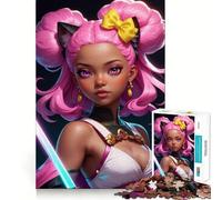 Puzzle de 1000 pièces pour Adultes représentant Une Fille d'anime aux Cheveux Roses et au Katana Jeu de logique,découpe de précision,Bords Lisses pour Les réunions de Famille (50x75cm)