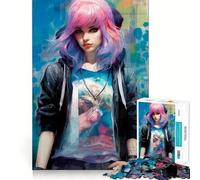 Puzzle de 1000 pièces pour Adultes représentant Une Fille d'anime aux Cheveux Roses Jeu Stimulant la réflexion,Structure à emboîtement précise,Facile à Apprendre,idéal pour Toute la Famille (38x26cm)