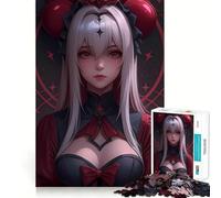 Puzzle de 1000 pièces pour Adultes,représentant Une Fille d'anime aux Yeux Rouges Jeu de réflexion, pour se détendre et s'amuser Lors d'un Anniversaire (38x26cm)