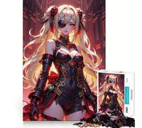 Puzzle de 1000 pièces pour Adultes représentant Une Fille d'anime avec Un Cache-œil Jeu de mémoire et de découpe Fine Finition Premium Un Moyen captivant de Passer Le Temps (50x75cm)