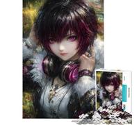 Puzzle de 1000 pièces pour Adultes représentant Une Fille d'anime avec Un Casque Audio Un Portrait Un Casse-tête et Une idée de découpe de précision Un Cadeau d'anniversaire ou Autre (Taille 38x52cm)