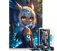 Puzzle de 1000 pièces pour Adultes représentant Une Fille d'anime avec Un Hibou dans Une forêt Jeu de réflexion Amusant grâce à Une Technologie de découpe Laser avancée Un défi Stimulant pour Passer