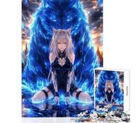 Puzzle de 1000 pièces pour Adultes représentant Une Fille d'anime avec Un Loup Bleu Jeu Impossible idéal pour Les Couples Jouet éducatif liste de souhaits avec Le Père Noël (38x52cm)