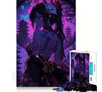 Puzzle de 1000 pièces pour adultes représentant une fille d'anime avec un masque de renard Activité ludique et stimulante,sans bavures et aux découpes nettes Idéal pour se retrouver entre amis 38x52cm