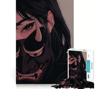 Puzzle de 1000 pièces pour Adultes représentant Une Fille d'anime avec Un Masque d'oni Jeu de mémoire,Assemblage précis,sans espaces,activité apaisante pour la détente mentale (50x75cm)