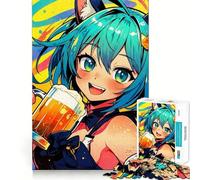 Puzzle de 1000 pièces pour Adultes représentant Une Fille d'anime avec Une chope de bière Idéal pour stimuler l'esprit,se divertir et se détendre Pièces nettes et sans bavures Activité conviviale