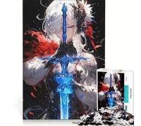Puzzle de 1000 pièces pour Adultes, représentant Une Fille d'anime avec Une épée Jeu Manuel, activité Amusante à Faire à la Maison, Cadeau pour Femme 38x26cm