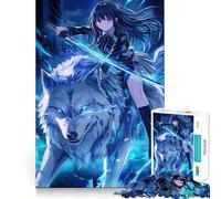 Puzzle de 1000 pièces pour Adultes représentant Une Fille d'anime chevauchant Un Loup Jeu Amusant grâce à Une Technologie de découpe Laser avancée Un défi Stimulant pour Passer Le Temps 38x26cm