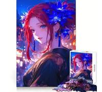 Puzzle de 1000 pièces pour Adultes représentant Une Fille d'anime en Kimono Idéal pour développer sa logique, s'évader en Toute tranquillité et créer Un Cadeau de Noël Unique aux Bords Nets (50x75cm)