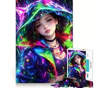 Puzzle de 1000 pièces pour Adultes représentant Une Fille d'anime en Veste Fluo Jeu Stimulant l'esprit,Format Standard,pièces précises,idéal pour Les Voyages (38x52cm)