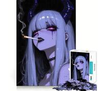 Puzzle de 1000 pièces pour Adultes représentant Une Fille diabolique fumant Une Cigarette (50x75cm) Jeu de réflexion avec découpe de précision et Bords Lisses Un défi Amusant pour Passer Le Temps