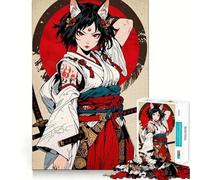 Puzzle de 1000 pièces pour Adultes représentant Une Fille renarde armée de katanas Jeu de logique,découpe de précision,Bords Lisses pour Les réunions de Famille (38x26cm)