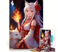Puzzle de 1000 pièces pour Adultes,représentant Une Fille renarde d'anime avec du feu et Un Renard Idéal pour Un entraînement cérébral Amusant,sans bavures et aux pièces nettes Activité de Groupe