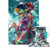 Puzzle de 1000 pièces pour Adultes représentant Une Geisha avec Une épée Jeu de détente pour Adultes défi Stimulant et Amusant à Faire à la Maison (Taille 38x52cm)