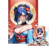 Puzzle de 1000 pièces pour Adultes représentant Une Geisha Sexy en Kimono idéal pour s'amuser à la Maison améliorer sa mémoire et se détendre À partir de 14 Ans (38x26cm)