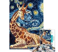 Puzzle de 1000 pièces pour Adultes représentant Une Girafe dans Un Style Nuit étoilée Puzzle pour Adolescents Jouet Anti-Stress mais Aussi activité Amusante et Humoristique à Faire à la Maison