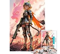 Puzzle de 1000 pièces pour Adultes représentant Une guerrière d'anime dans Un Univers Post-apocalyptique Jeu de Manipulation Amusant et Humoristique idéal comme Cadeau d'anniversaire (38x26cm)