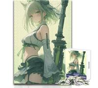 Puzzle de 1000 pièces pour Adultes représentant Une Jeune Fille d'anime aux Cheveux Verts armée d'une Arme Jeu éducatif et Amusant,idéal comme Cadeau attentionné pour Toutes Les Occasions 50x75cm