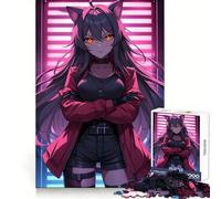 Puzzle de 1000 pièces pour Adultes représentant Une Jeune Fille justicière néon, thème Anime, idéal pour se détendre et se divertir Bords Nets, pièce de Collection Artistique (38x52cm)