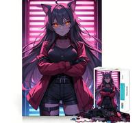 Puzzle de 1000 pièces pour Adultes représentant Une Jeune Fille justicière néon, thème Anime, idéal pour se détendre et se divertir Bords Nets, pièce de Collection Artistique (38x52cm)