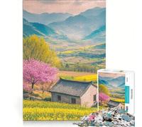 Puzzle de 1000 pièces pour adultes représentant une maisonnette printanière dans une vallée Jeu éducatif idéal pour partager un moment de complicité parent-enfant ou comme cadeau pour toute la famille