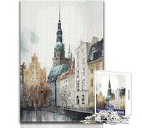 Puzzle de 1000 pièces pour Adultes, représentant Une Peinture de la Ville de Copenhague Idéal pour des Moments de détente et de Calme Découpe de précision de qualité supérieure Dimensions:38x26cm