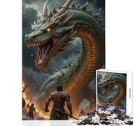 Puzzle de 1000 pièces pour Adultes représentant Une scène de Bataille Fantastique avec des Dragons et des Guerriers Décoration Murale idéale pour Les Amateurs de Jeux Cadeau Pratique et Original