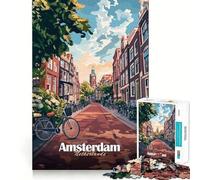 Puzzle de 1000 pièces pour adultes représentant une scène de rue à Amsterdam Jeu de réflexion et d'exercice Ajustement parfait sans espace Activité de partage et de complicité avec les proches 50x75cm