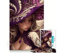 Puzzle de 1000 pièces pour Adultes représentant Une sorcière aux Yeux Violets (38x52cm) Idéal pour stimuler la mémoire, se détendre et s'amuser Un Cadeau Parfait !