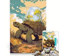 Puzzle de 1000 pièces pour Adultes représentant Une Tortue et Son écosystème en Bocal Un Jeu Impossible idéal pour s'amuser en Famille Un Cadeau Unique pour Un Anniversaire ou Noël 38x52cm
