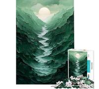 Puzzle de 1000 pièces pour Adultes représentant Une vallée de Montagne verdoyante avec rivière et Soleil Un défi Stimulant à relever pour Toute la Famille Décoration Murale idéale pour Les 14 Ans Jeu