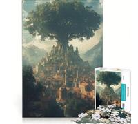 Puzzle de 1000 pièces pour Adultes, représentant Une Ville dans Un Arbre géant Jeu éducatif, Difficile et Stimulant, idéal comme Cadeau 38x52cm