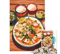 Puzzle de 1000 pièces pour Adultes Représentation d'un délicieux Plat de Fruits de mer avec Riz et Salsa Jeu Familial éducatif et Stimulant Cadeau d'anniversaire (Dimensions 38x52cm)