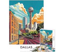 Puzzle de 1000 pièces pour Adultes Reproduction d'art de la Skyline de Dallas Jeu Relaxant décoration intérieure Jouet à Monter soi-même Collection d'artistes Beaux-Arts (26x38cm)