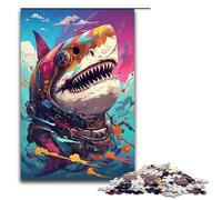 Puzzle de 1000 pièces pour Adultes Requin Robot de Splatters Nombreux Nuages épais et colorés idéal pour se détendre et développer Son Intelligence Idée Cadeau Jouet éducatif 75x50cm