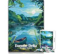 Puzzle de 1000 pièces pour Adultes - Réserve de biosphère du Delta du Danube, Roumanie - Jeu de défi Unique - Activités familiales - Cadeau d'anniversaire - Dimensions 38x52cm