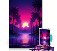 Puzzle de 1000 pièces pour Adultes Rêves néon tropicaux Jeu de réflexion aux pièces nettes Moment de détente et de Divertissement Scène de Noël Artistique (50x75cm)