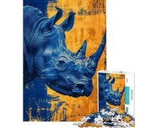 Puzzle de 1000 pièces pour Adultes Rhinocéros et Or Jeu de société Familial Stimule la mémoire Cadeau Unique pour Un Anniversaire ou Noël (50x75cm)