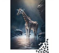 Puzzle De 1000 Pièces pour Adultes, River Giraffe, 38x26cm/1000pcs; Carton Blanc avec Une Surface Lisse; Loisir À Partager en Famille